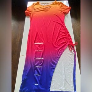 Vibrant Pink and Blue Ombre Dress